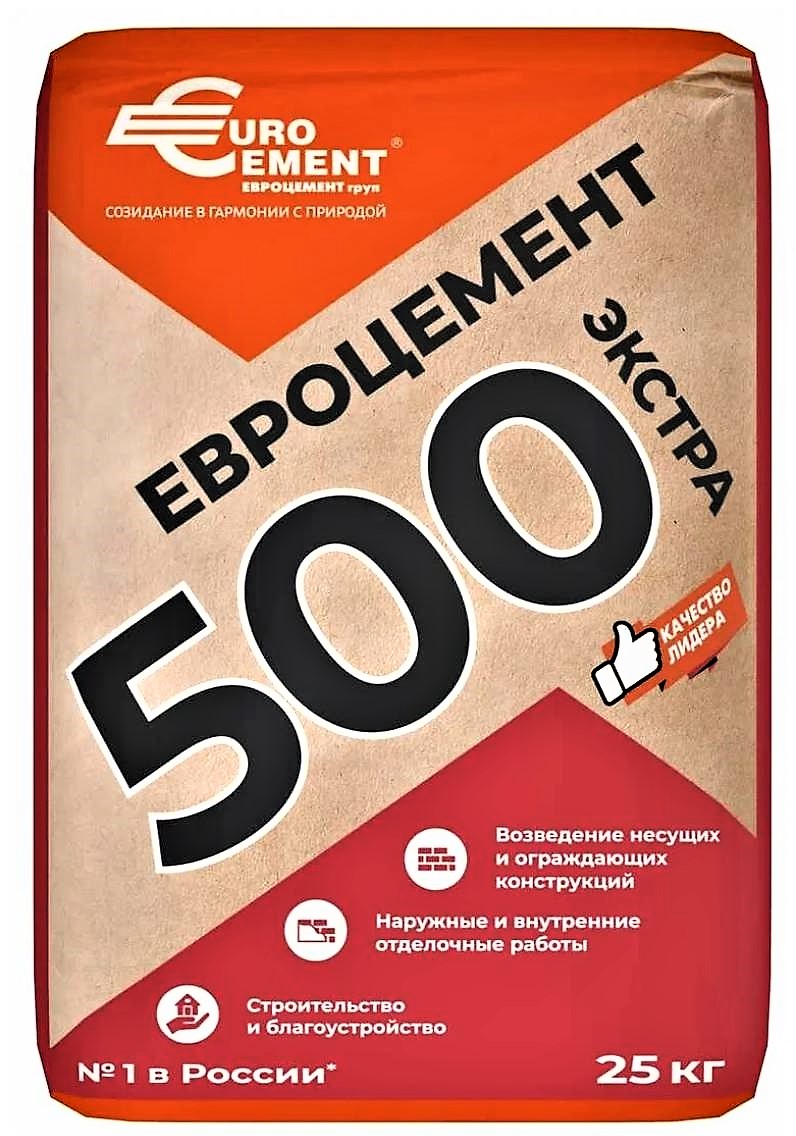 Цемент Евроцемент М500 Д0 ЦЕМ I 42,5 50 кг
