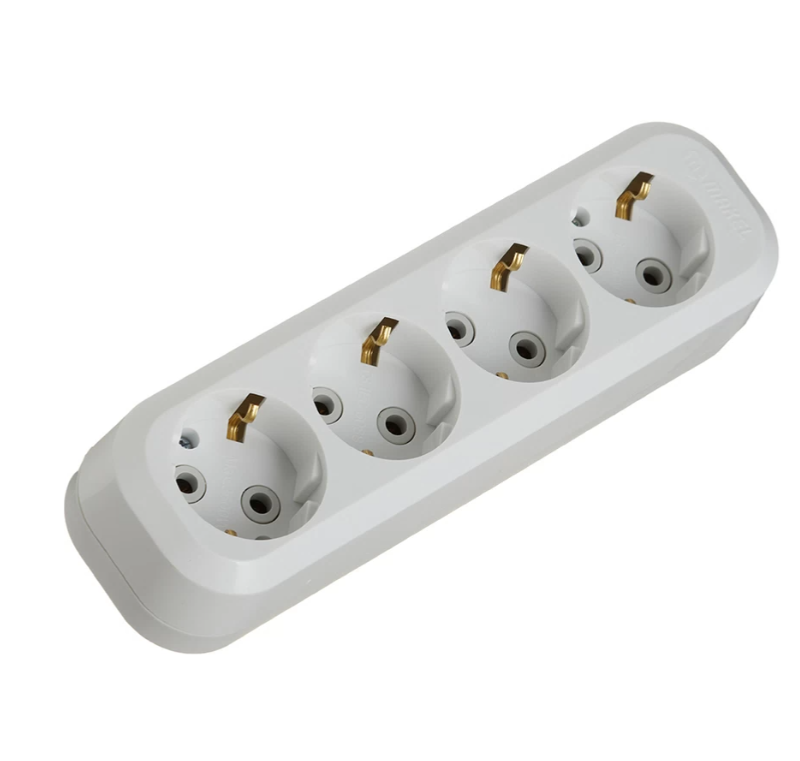 Колодка электрическая 4 розетки Makel 16 А 250 В 2,2 кВт белая