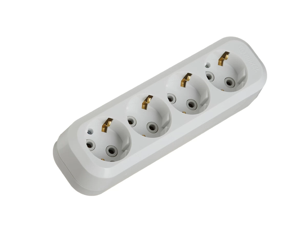 Колодка электрическая 4 розетки Makel 16 А 250 В 2,2 кВт белая