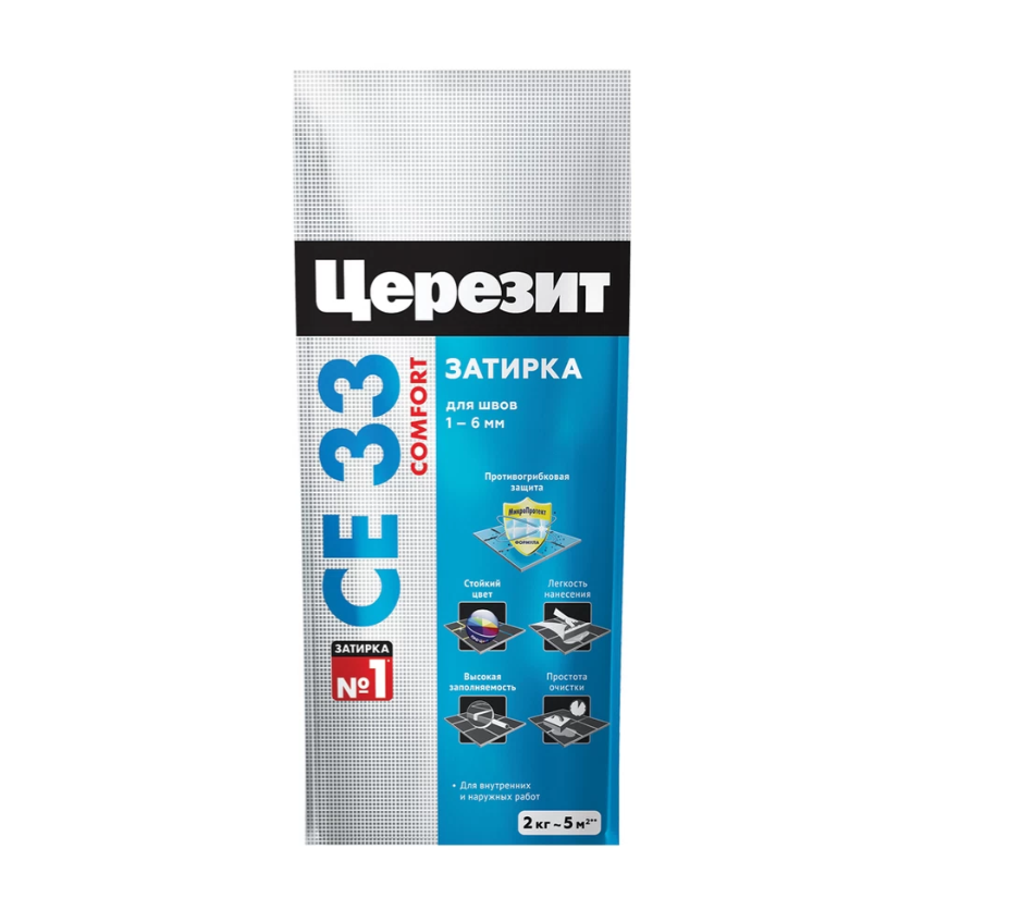 Затирка цементная Церезит CE 33 comfort 01 белая 2 кг